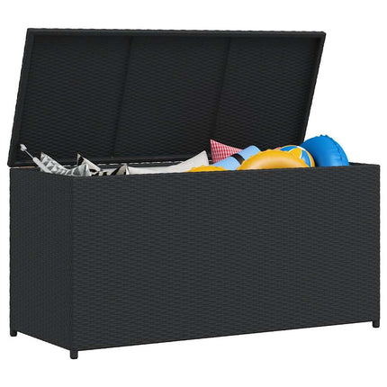 Patio Storage Box Black 47.2"x19.7"x23.6" Poly Rattan
