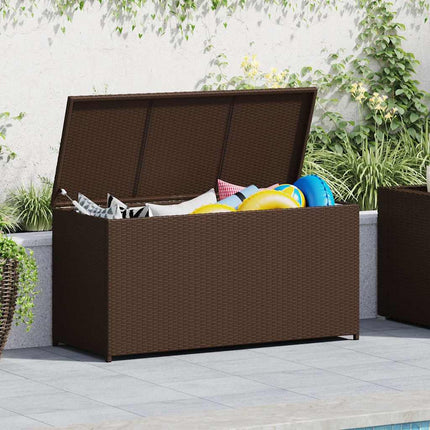 Patio Storage Box Brown 47.2"x19.7"x23.6" Poly Rattan
