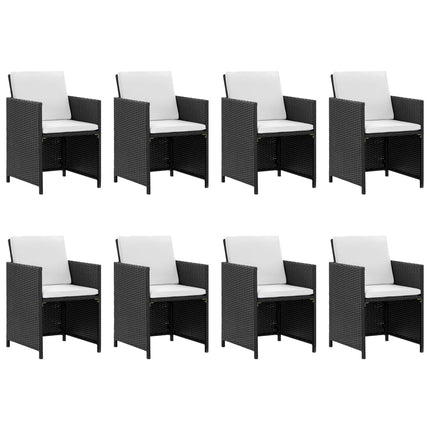 13 Piece Patio Dining Set with Cushions Poly Rattan Black
