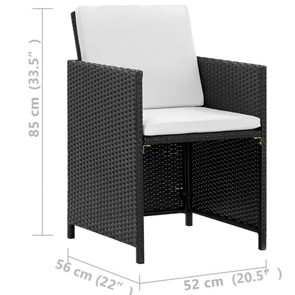 13 Piece Patio Dining Set with Cushions Poly Rattan Black