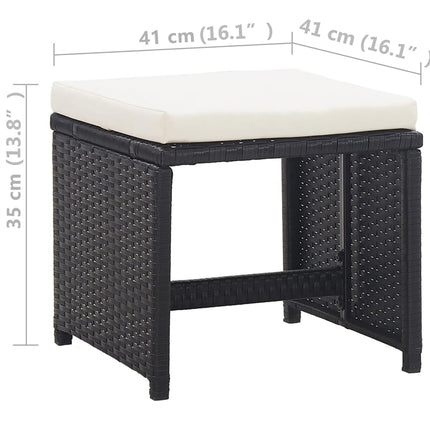 13 Piece Patio Dining Set with Cushions Poly Rattan Black