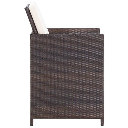 11 Piece Patio Dining Set with Cushions Poly Rattan Brown