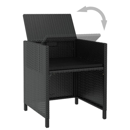 11 Piece Patio Dining Set Poly Rattan and Acacia Wood Black