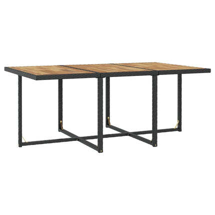 11 Piece Patio Dining Set Poly Rattan and Acacia Wood Black