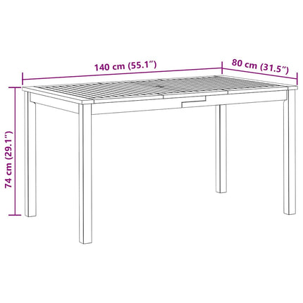 Patio Table 55.1"x31.5"x29.1" Solid Acacia Wood