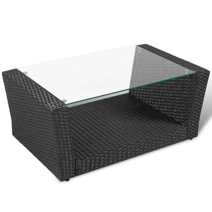 4 Piece Patio lounge set with Cushions Poly Rattan Black