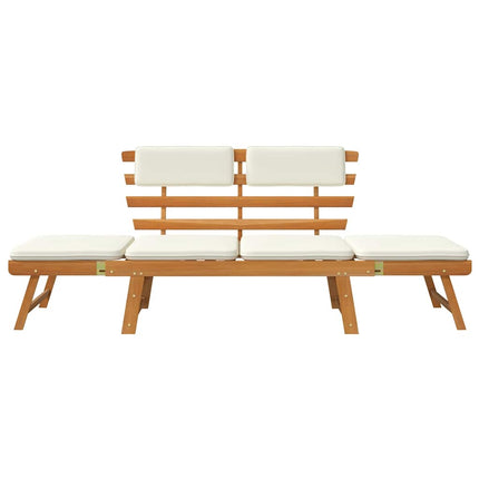 Patio Bench with Cushions 2-in-1 74.8" Solid Acacia Wood