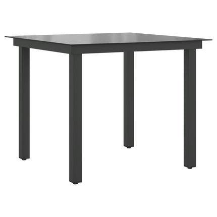 Patio Table Black 31.5"x31.5"x29.1" Aluminum and Glass
