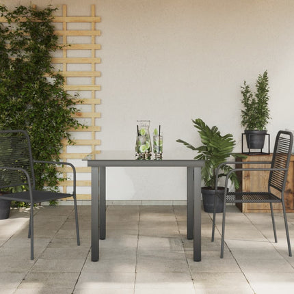 Patio Table Black 31.5"x31.5"x29.1" Aluminum and Glass
