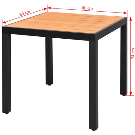Patio Table Brown 31.5"x31.5"x29.1" Aluminum and WPC