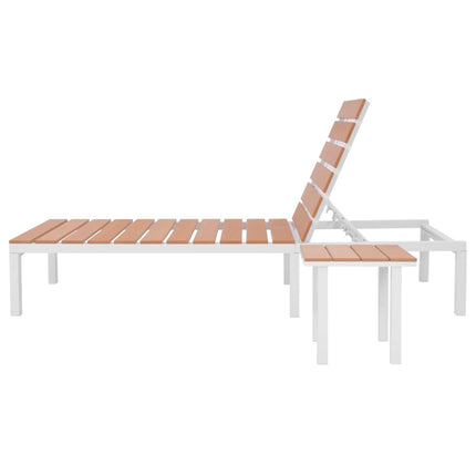 Sun Lounger with Table Aluminum WPC and Brown