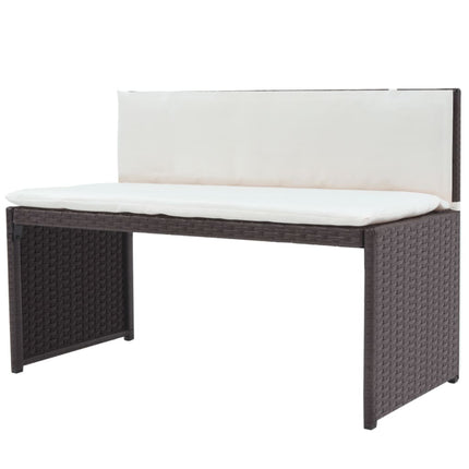 5 Piece Patio Dining Set Steel Poly Rattan Brown