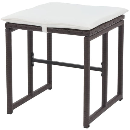 5 Piece Patio Dining Set Steel Poly Rattan Brown