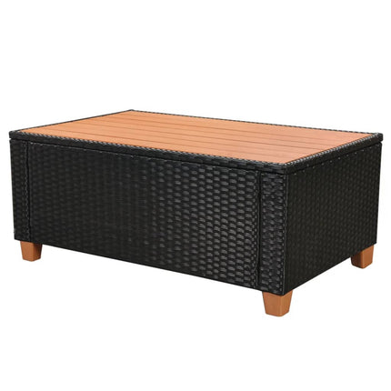 5 Piece Patio Lounge Set with Cushions Poly Rattan Black