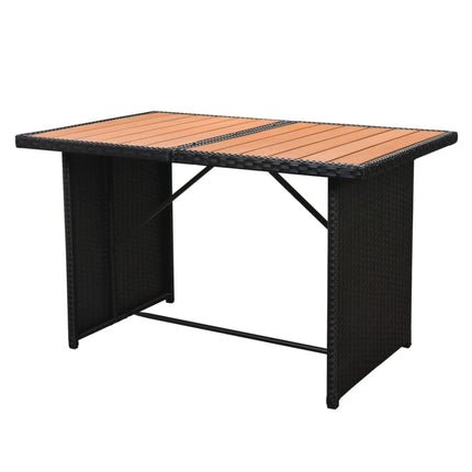 5 Piece Patio Lounge Set with Cushions Poly Rattan Black