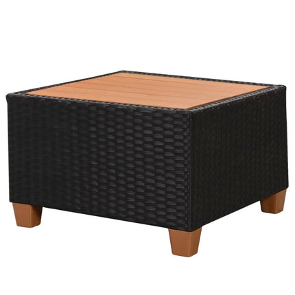 4 Piece Patio Lounge Set with Cushions Poly Rattan Black