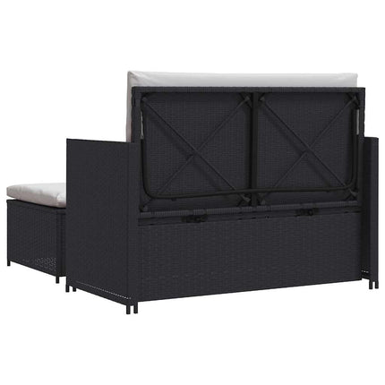 2 Piece Patio Lounge Set with Cushions Poly Rattan Black