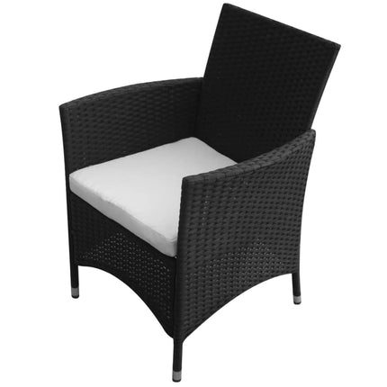 5 Piece Patio Dining Set with Cushions Poly Rattan Black