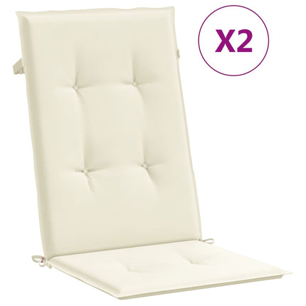 Garden Highback Chair Cushions 2 pcs Cream 47.2"x19.7"x1.2" Fabric