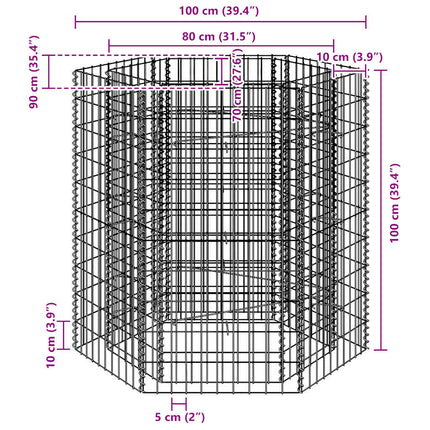 Hexagonal Gabion Raised Bed 39.4"x35.4"x39.4