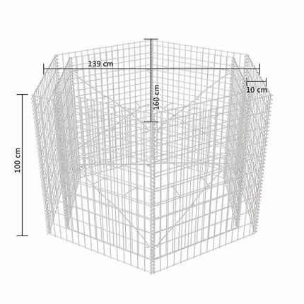 Hexagonal Gabion Raised Bed 63"x55.1"x39.4