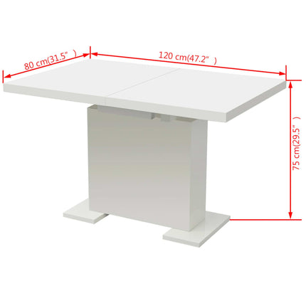 Extendable Dining Table High Gloss White