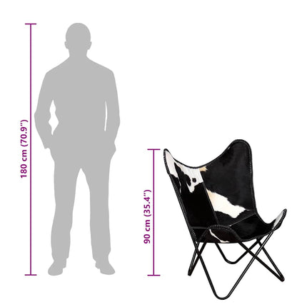 Butterfly Chair Black and White Real Cowhide Leather