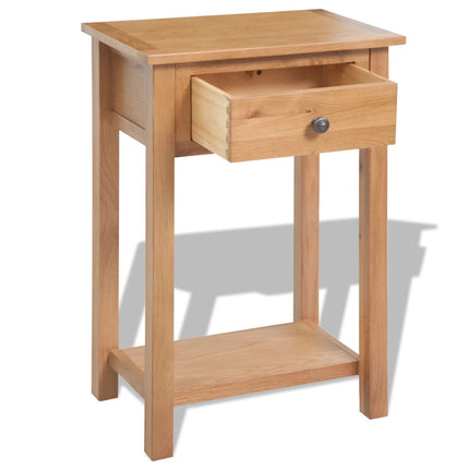 Console Table Solid Oak Wood 19.7"x12.6"x29.5" Brown