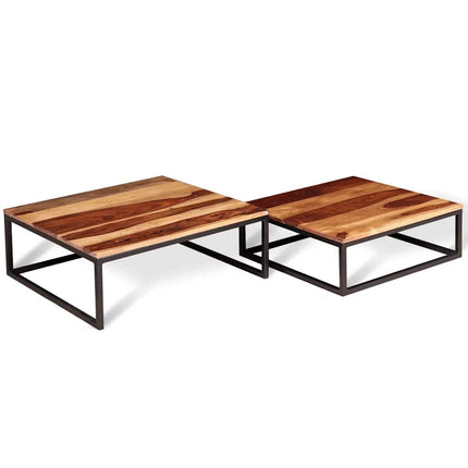Two Piece Nesting Coffee Table Set Solid Acacia Wood