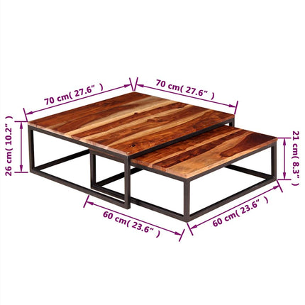 Two Piece Nesting Coffee Table Set Solid Acacia Wood