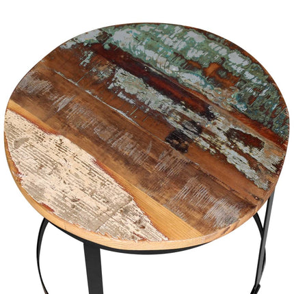 Two Piece Coffee Table Set Solid Reclaimed Wood Round 15.7"/19.7