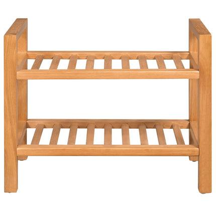 Shoe Rack with 2 Shelves Solid Oak Wood 19.7"x10.6"x15.7