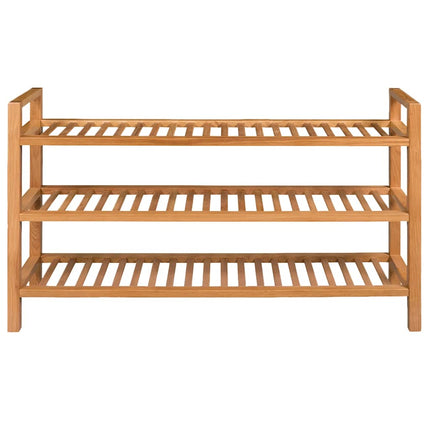 Shoe Rack with 3 Shelves Solid Oak Wood 39.4"x10.6"x23.6