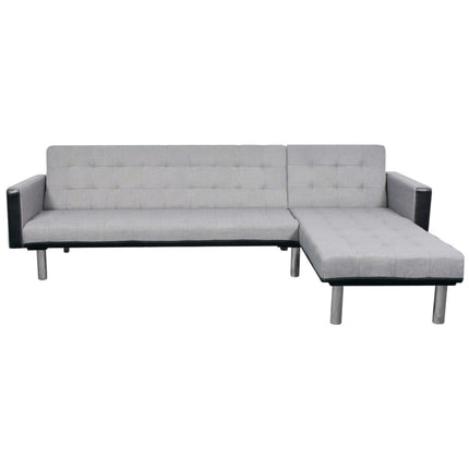 L-shaped Sofa Bed Fabric Black and Gray
