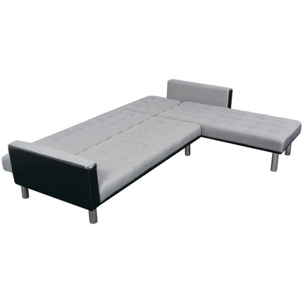 L-shaped Sofa Bed Fabric Black and Gray