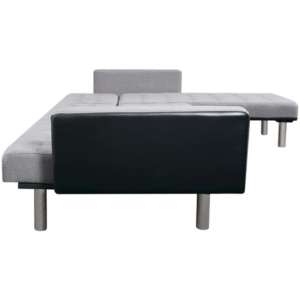 L-shaped Sofa Bed Fabric Black and Gray