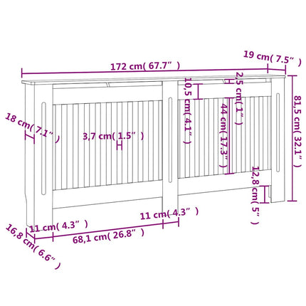 Radiator Cover White Engineered Wood 67.7