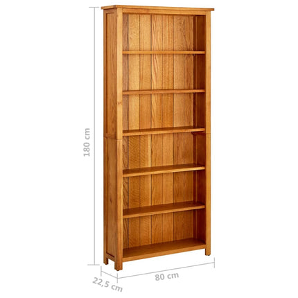 6-Tier Bookcase 31.5"x8.9"x70.9" Solid Oak Wood