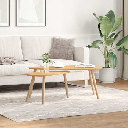 Coffee Table Set 2 Pieces Solid Pinewood Brown