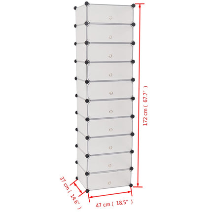 Interlocking Shoe Organizer with 10 Compartments White