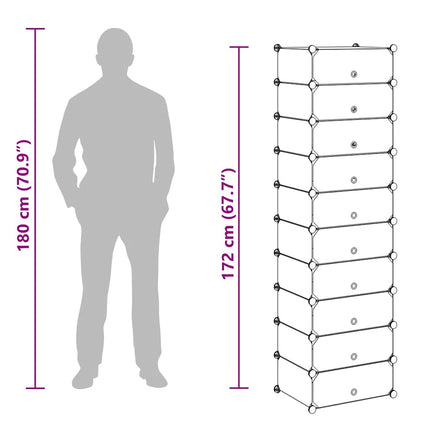 Interlocking Shoe Organizer with 10 Compartments White