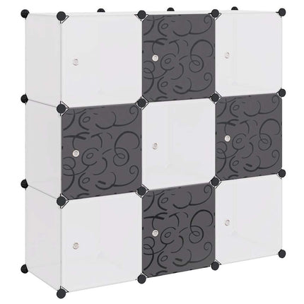 Storage Cube Organizer with 9 Compartments Black and White