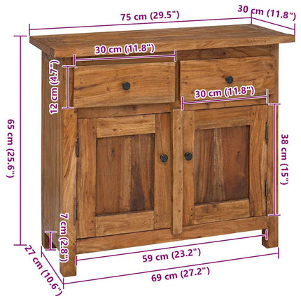 Sideboard Solid Mahogany Wood 29.5"x11.8"x25.6