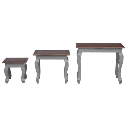 Nesting Table Set 3 Pieces Solid Mahogany Wood