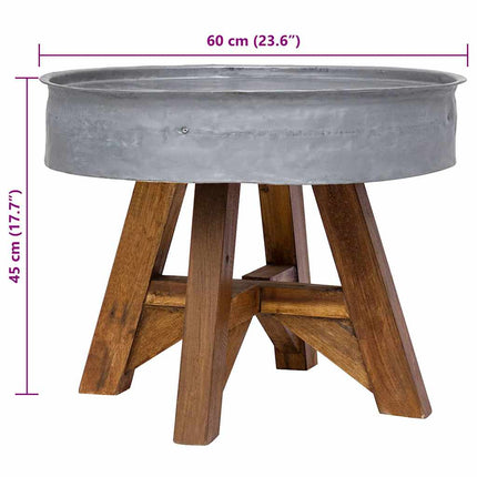 Coffee Table Mixed Recycled Wood 23.6"x17.7" Silver