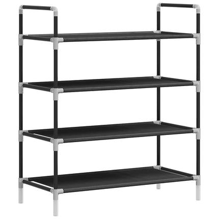 Shoe Rack with 4 Shelves Metal and Non-woven Fabric Black