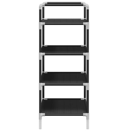 Shoe Rack with 4 Shelves Metal and Non-woven Fabric Black