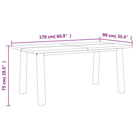 Dining Table Solid Acacia Wood 66.9"x35.4