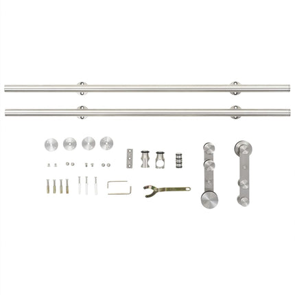 Sliding Door Hardware Kit 72" Stainless Steel Silver