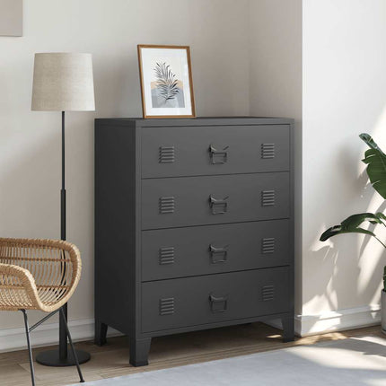 Chest of Drawers Metal Industrial Style 30.7"x15.7"x36.6" Black